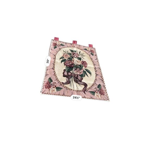 vintage Flower Roses Patten tapestry wall hanging made in USA - Picture 3 of 7